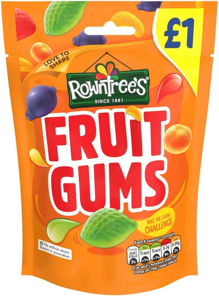 Rowntrees Rowntree's Fruit Gums 120G - Chewy Fruity Sweets in Assorted Flavors - Image 1