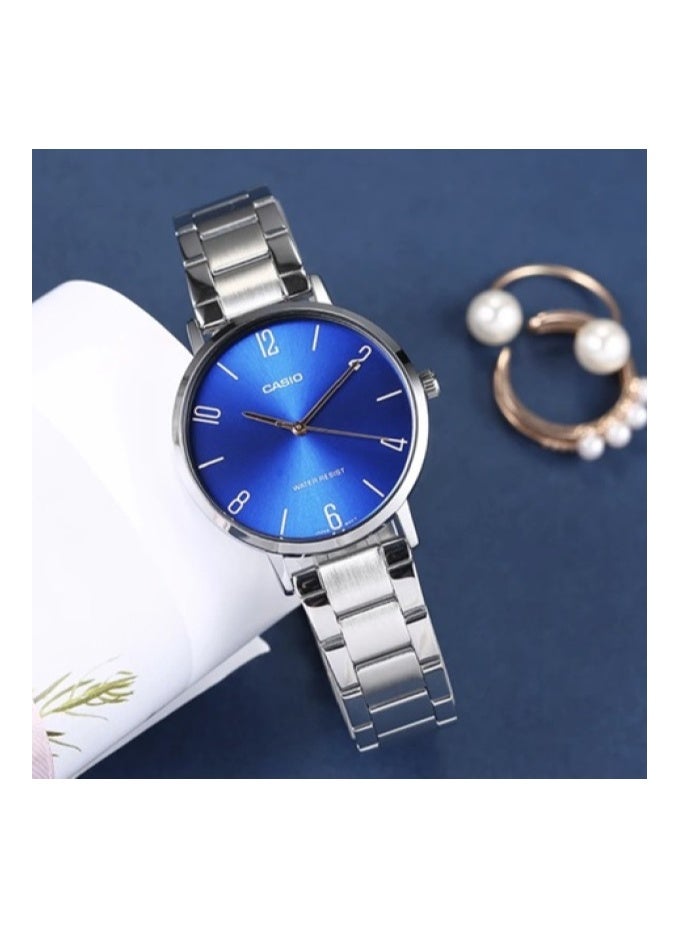 Casio Women's Watch - LTP-VT01D-2B2UDF Blue Dial, Silver Band - Image 2