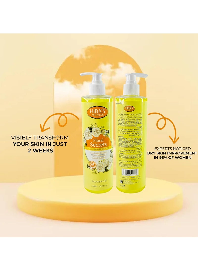 هيبا'ز كوليكشن جل الاستحمام فلورال سيكريتس لحماية البشرة الناعمة للغاية مناسب لجميع أنواع البشرة، 500 مل 16.9 أونصة - Image 2