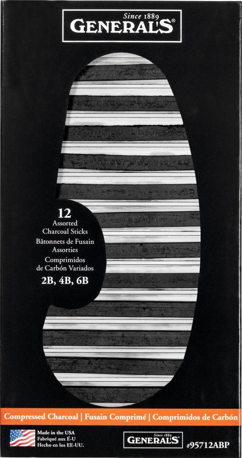 GENERAL'S - 95712ABP Generals General's Pencil Compressed Charcoal Assortment, Black, Pack of 12 - 1296501 - Image 4