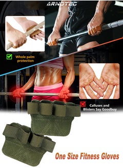 ARNOTEC Gym gloves One size thickened cowhide unisex fitness gloves, non-slip half finger, wrist guard equipment horizontal bar exercise anti-callus gloves four finger gloves  - Image 1