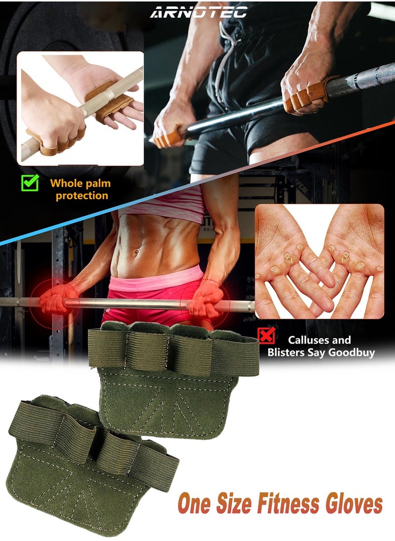 ARNOTEC Gym gloves One size thickened cowhide unisex fitness gloves, non-slip half finger, wrist guard equipment horizontal bar exercise anti-callus gloves four finger gloves  - Image 2