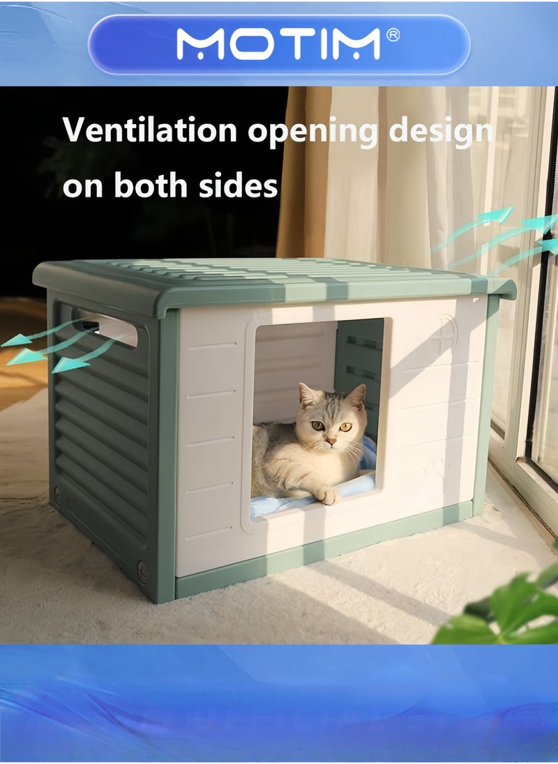 Motim Cat House Waterproof Pet House for Indoor Outdoor Cats and Small Dogs PE Material Flat Roof Tiny House for Feral Cats Dogs Rabbits Chickens and Small Animals - Image 4