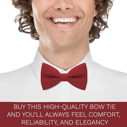 Bow Tie House Boys Red Bow Tie Teens Gabardine Fabric Material for Kids Bowtie, Toddler Bow ties Formal Pre-Tied Tuxedo Clip on Shape Infant Handmade Bow ties for Any Ages in Solid Colors (Medium, Red) - Image 5