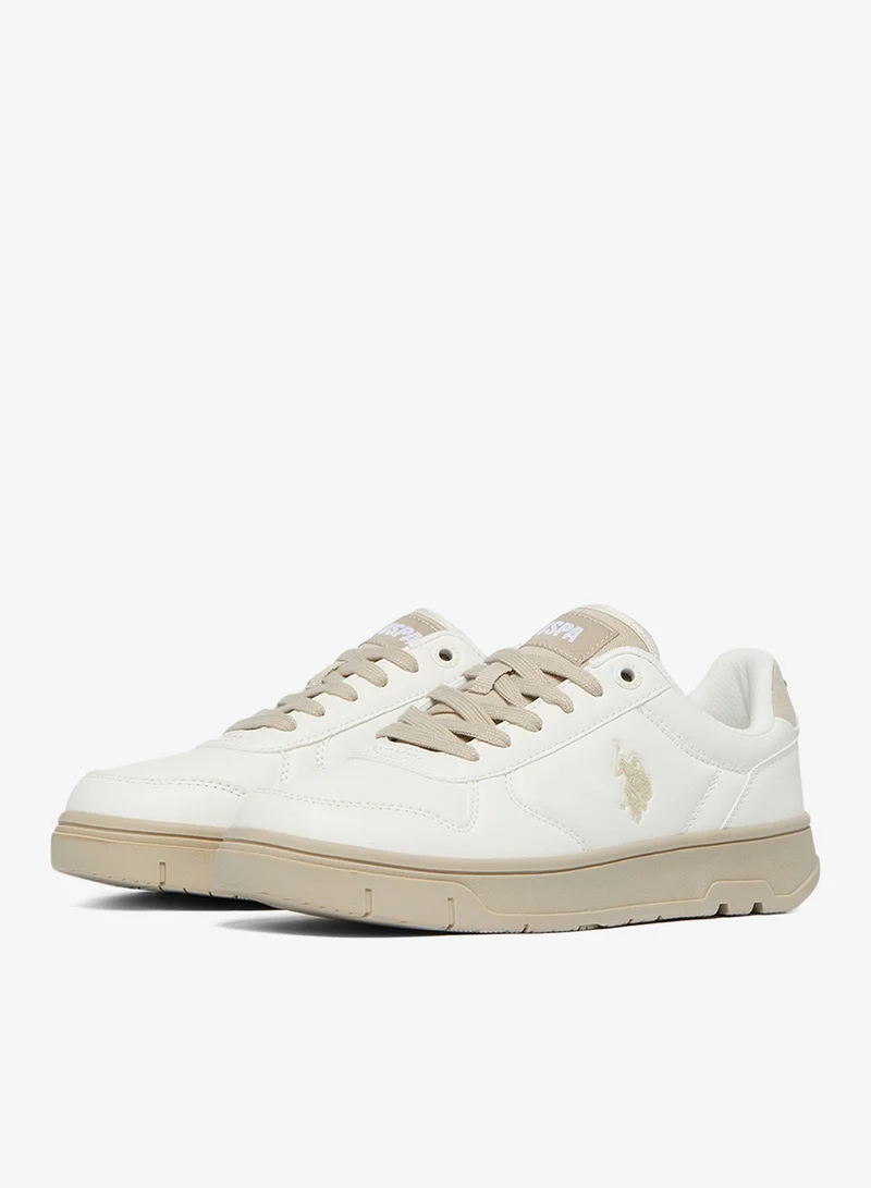 U.S. Polo Assn. Women's Beige Low-Top Sneakers - Lightweight, Comfortable Casual Shoes