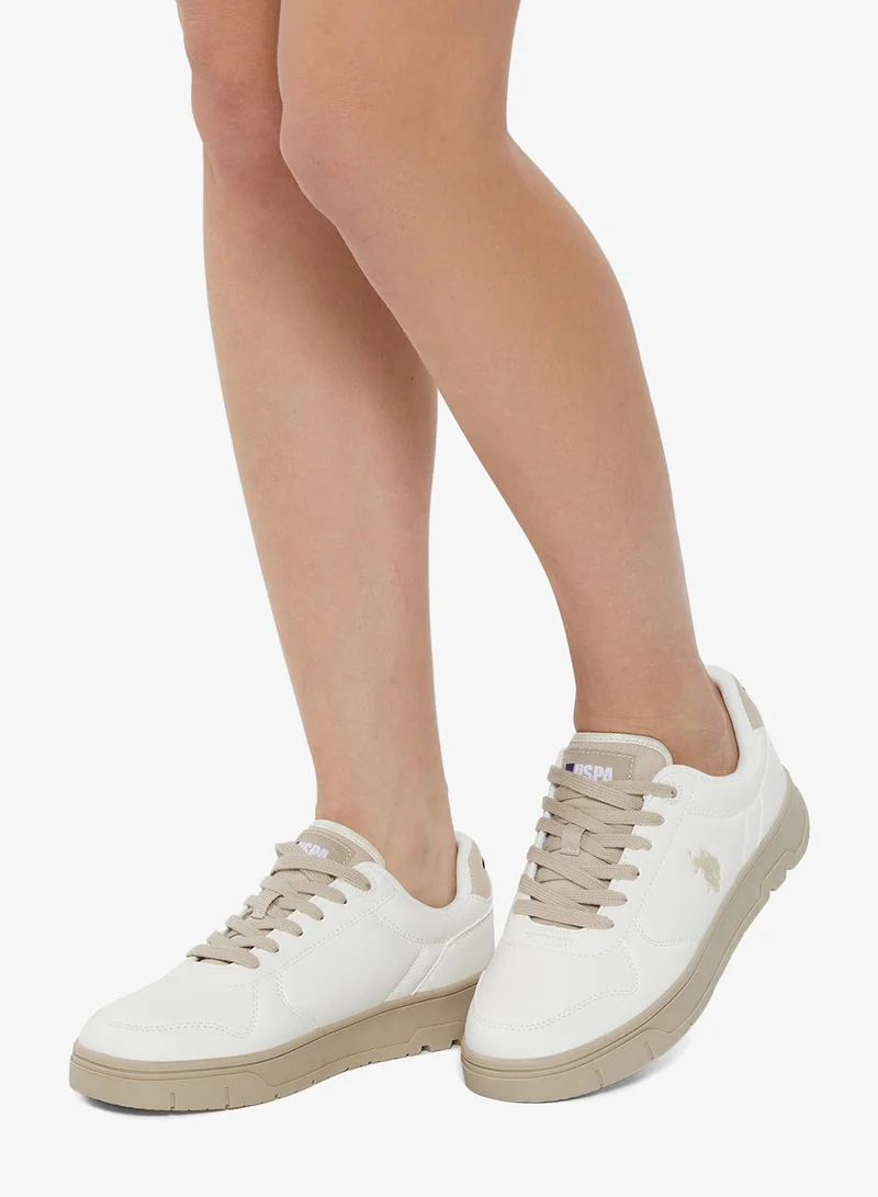 U.S. Polo Assn. Beige Women's Beige Low-Top Sneakers - Lightweight, Comfortable Casual Shoes for Women | Best Price UAE