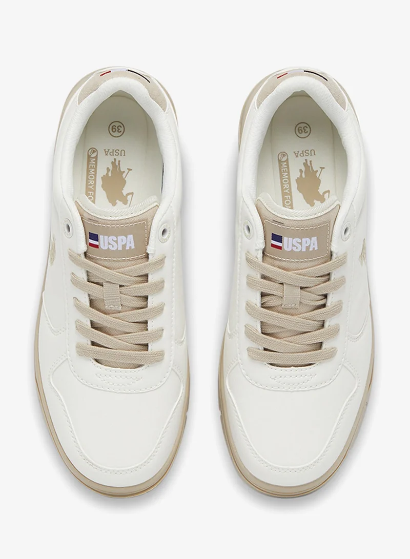 U.S. Polo Assn. Beige Women's Beige Low-Top Sneakers - Lightweight, Comfortable Casual Shoes for Women | Best Price UAE