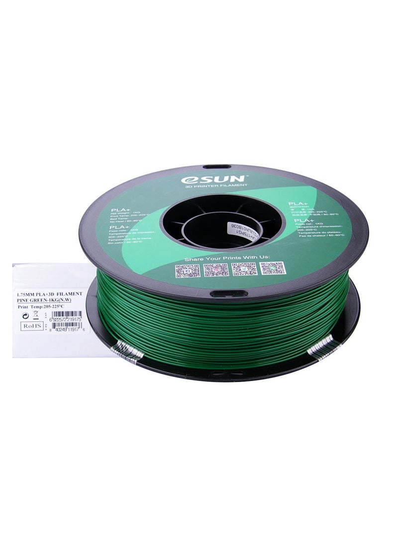 eSUN - Esun 3D Printer Filament PLA+ 1.75 mm Dimensional Accuracy +/- 0.05 mm 1 Kg (2.2 lbs) Spool 3D Printing Material for 3D Printers – Pine Green - Image 1