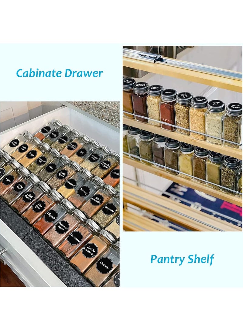 Home zone 12 Glass Spice Jars 4oz Empty Square Spice Containers Three Kinds of Shaker Lids and Airtight Metal Caps White Paint Pen and Silicone Collapsible Funnel Included  - Image 5