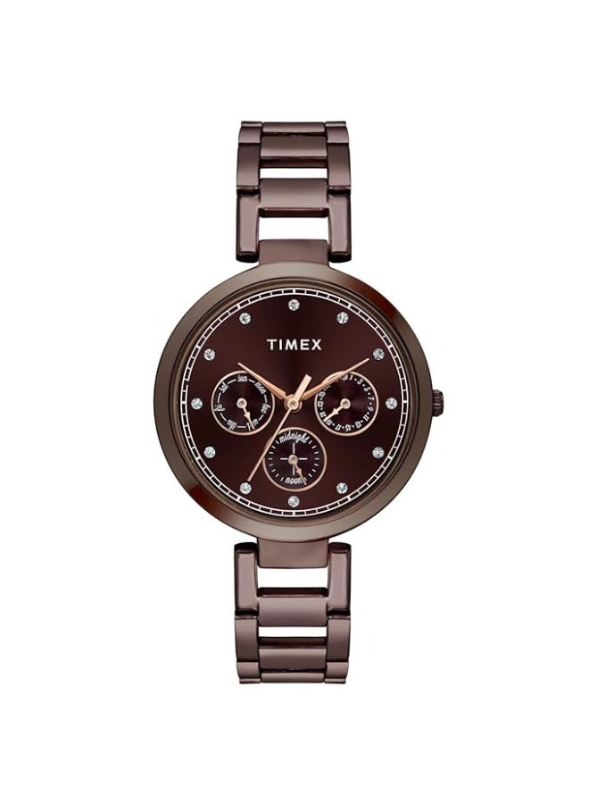 تيميكس ساعة TIMEX تناظرية للنساء، بمينا مستدير ومقاومة للماء - Image 1