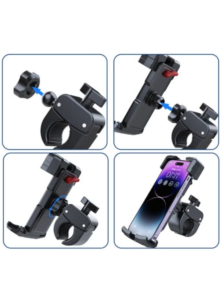 Generic Adjustable Bicycle Motorcycles Mobile Holder For All Phones 2in1 Steady Anti Shake Cellphone Stand Holder  - Image 3