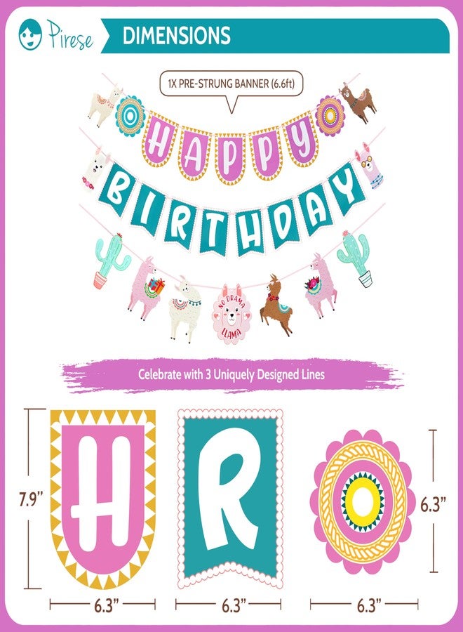 Pirese Llama Birthday Decorations, Llama Party Decorations, Llama Happy Birthday Banner | Llama Decorations | Llama Party Supplies | Peruvian Decor, Fiesta Birthday Decorations, Cinco de Mayo Birthday - Image 3