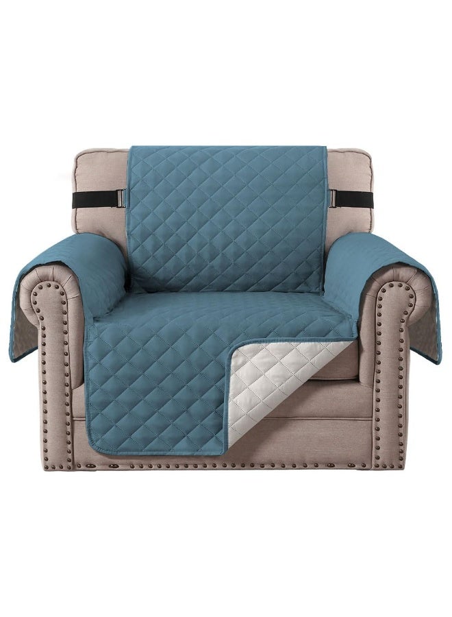 جيه زد اس غطاء أريكة مقاوم للماء من JZS، غطاء أريكة قابل للعكس، غطاء أريكة مقاوم للماء مع أعواد إسفنجية وأشرطة مرنة لحماية الأثاث للحيوانات الأليفة والأطفال والكلاب والقطط (أزرق، مقعد واحد) - Image 1