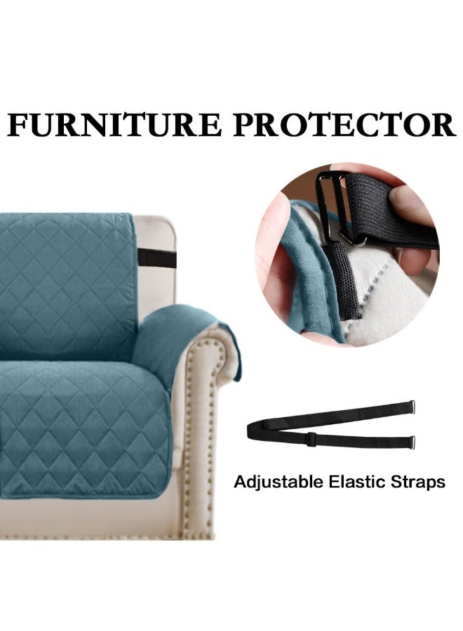 جيه زد اس غطاء أريكة مقاوم للماء من JZS، غطاء أريكة قابل للعكس، غطاء أريكة مقاوم للماء مع أعواد إسفنجية وأشرطة مرنة لحماية الأثاث للحيوانات الأليفة والأطفال والكلاب والقطط (أزرق، مقعد واحد) - Image 3
