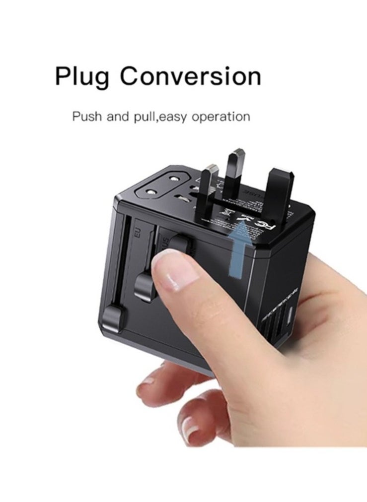 Yesido Yesido MC-10 3 USB + Type-C Ports Multi-function Universal Travel Adapter Plug (Black)  - Image 2