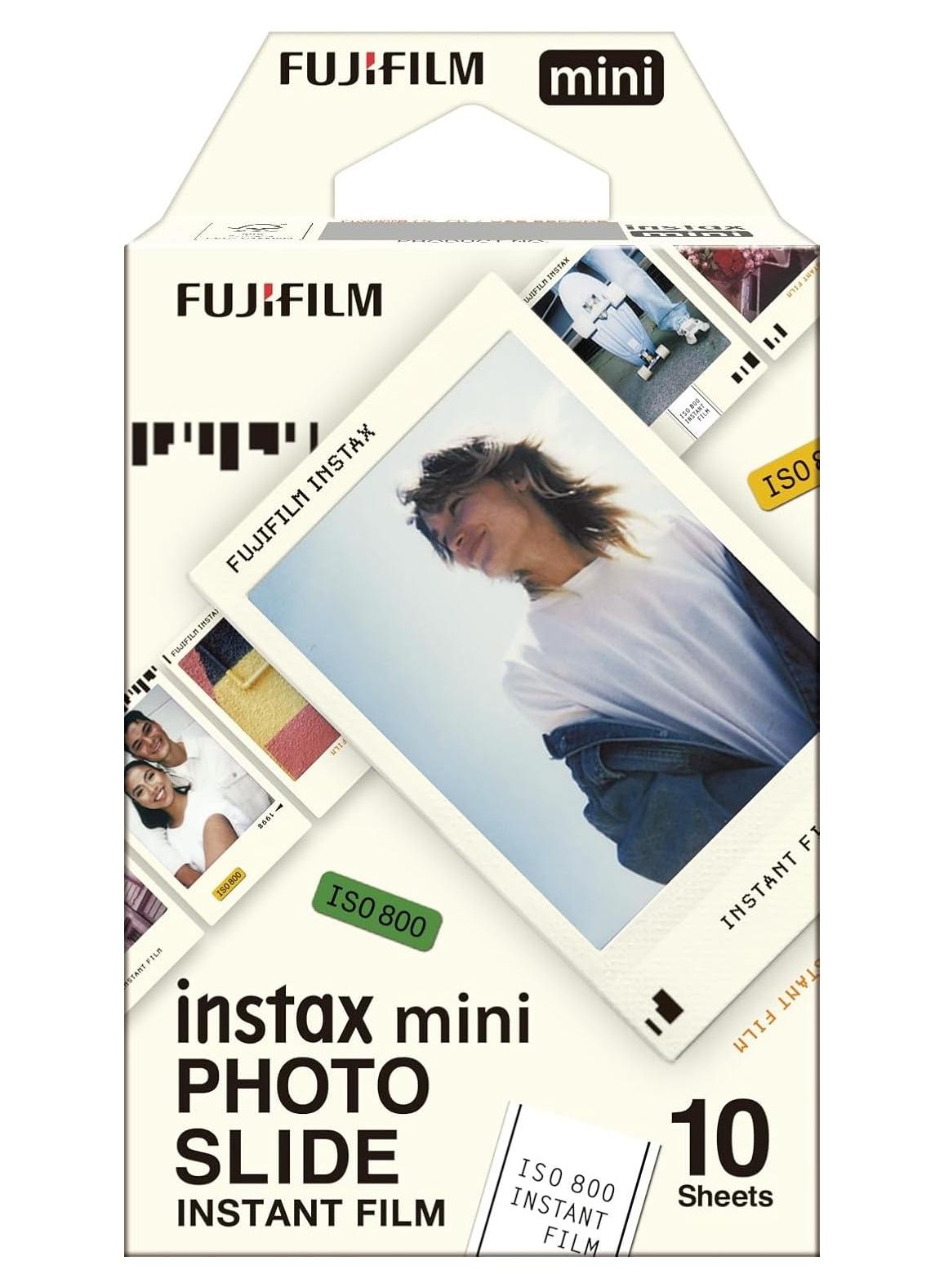 Instax Mini Film, Photo Slide border design, 10 shot pack for use with all Instax Mini Series Instant Cameras and Printers white