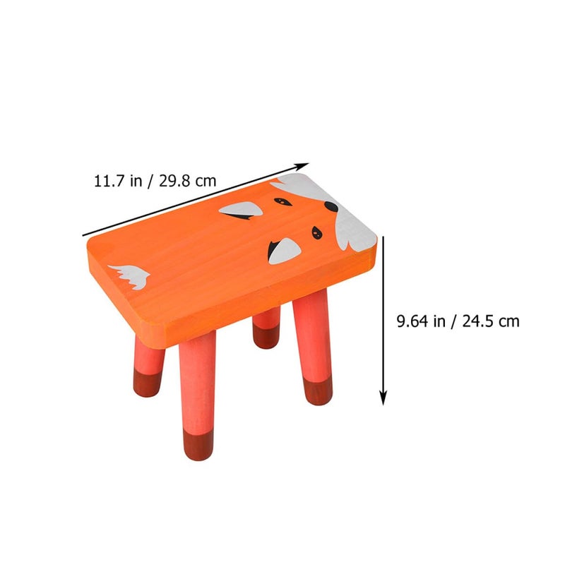 Fox Design Solid Wood Step Stool Cartoon Animal Footstool For Kids Room - Image 4