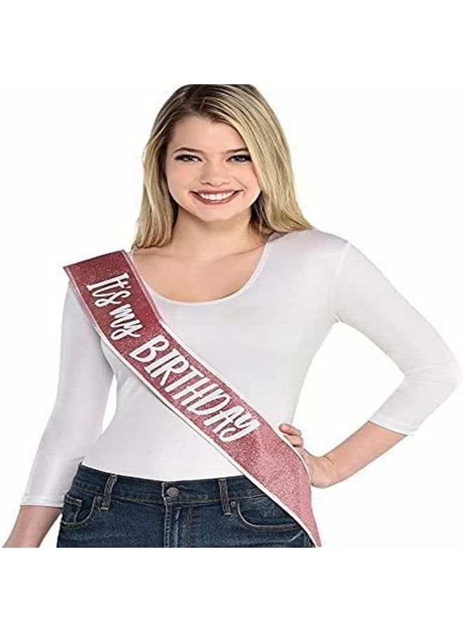 Amscan Glitter 'It's My Birthday' Sash | Pink | 1 Pc