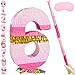 PCFING 20 Inch Number 6 Piata Pink Gold with 30 Inch Piata Stick Blindfold Confetti for Boys Girls Adults Birthday Party Decorations Anniversary Celebration Fiesta - Image 2