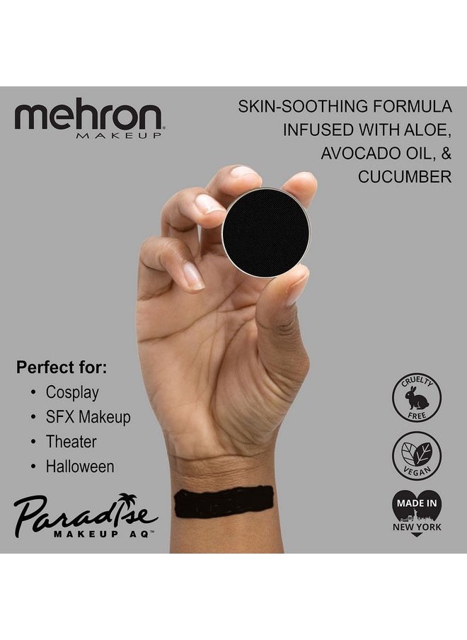 ميهرون - عبوة إعادة تعبئة مكياج Mehron Makeup Paradise AQ | للمسرح والشاشة، طلاء الوجه والجسم، التجميل، تنكر، والهالوين | طلاء وجه مائي منشط، طلاء جسم، مكياج تنكر، ٧ مل (أسود) - Image 1
