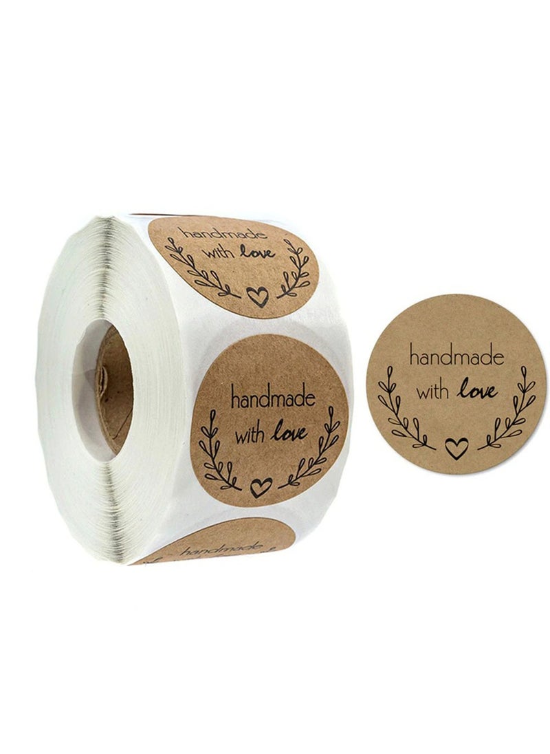 Wownect - Wownect Brown Kraft Paper Labels Stickers Handmade With Love [1inch][1000 Pcs Labels] for Baking Packaging, Envelope Seals, Birthday, Party Gift Wrap, Brown Tags for Wedding - Image 1