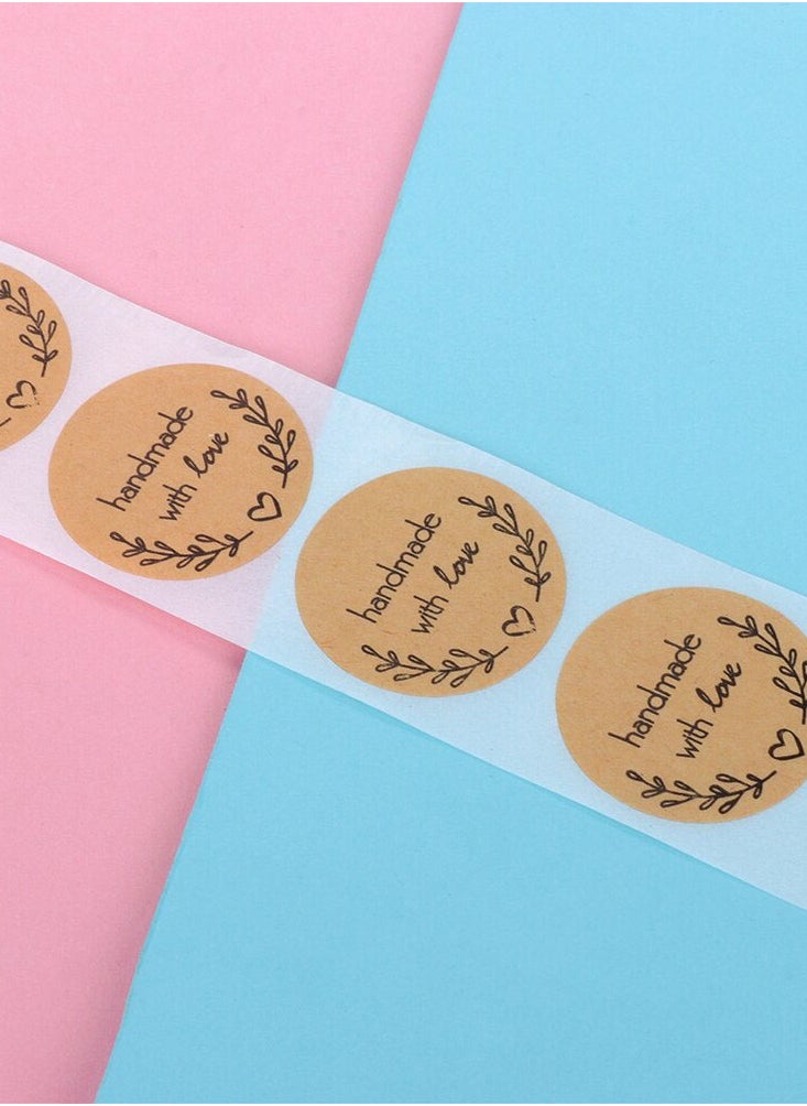Wownect - Wownect Brown Kraft Paper Labels Stickers Handmade With Love [1inch][1000 Pcs Labels] for Baking Packaging, Envelope Seals, Birthday, Party Gift Wrap, Brown Tags for Wedding - Image 1