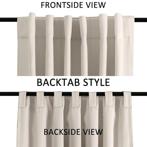 Turquoize Cream Beige Blackout Curtains Thermal Insulated Room Darkening Curtains for Living Room 84 Inch Length Back Tab/Rod Pocket Black Out Curtains, 52" W x 84" L, Cream Beige - Image 4