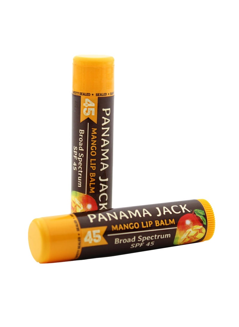 panama jack - Panama Jack Sunscreen Lip Balm  SPF 45 Broad Spectrum UVAUVB Sunscreen Protection Prevents  Soothes Dry Chapped Lips Mango 2pack - Image 1