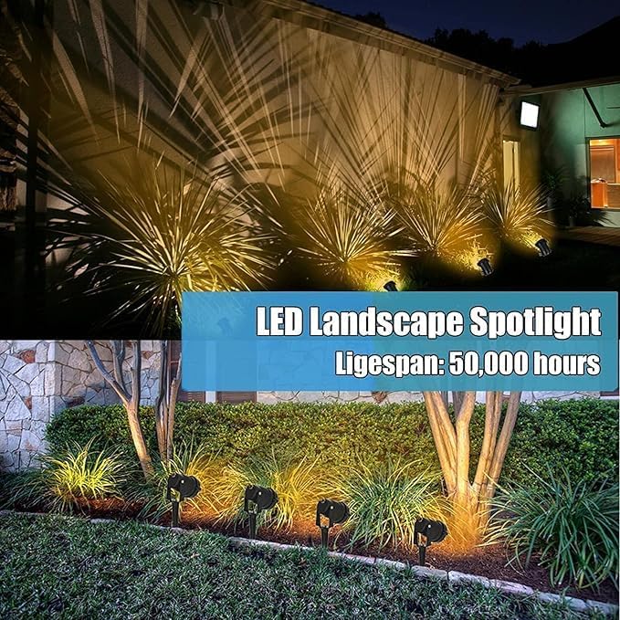 إضاءة المناظر الطبيعية الخارجية LED M.O.D.I 12W مقاومة للماء IP65 أضواء حديقة COB LED كشافات مع قاعدة مدببة (4 عبوات، أبيض دافئ) - Image 3