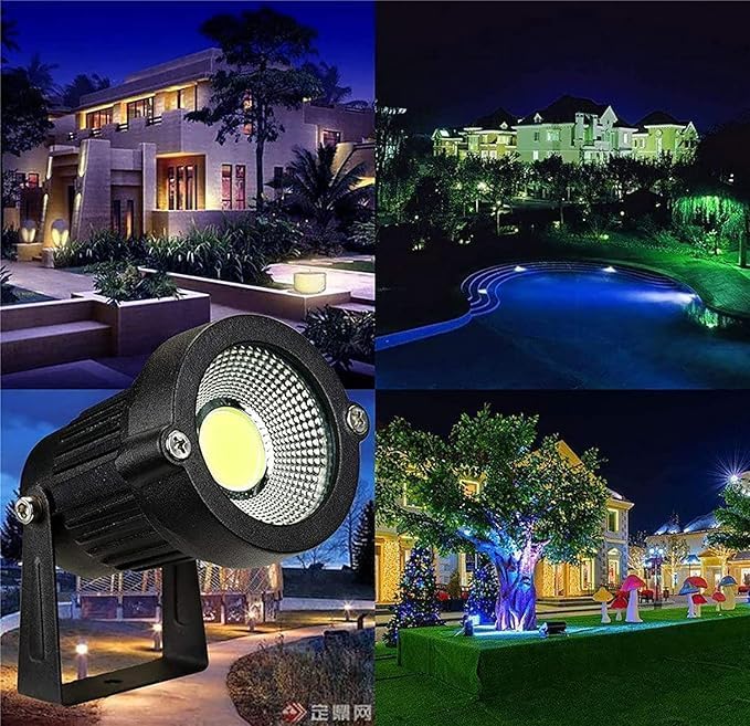 إضاءة المناظر الطبيعية الخارجية LED M.O.D.I 12W مقاومة للماء IP65 أضواء حديقة COB LED كشافات مع قاعدة مدببة (4 عبوات، أبيض دافئ) - Image 5