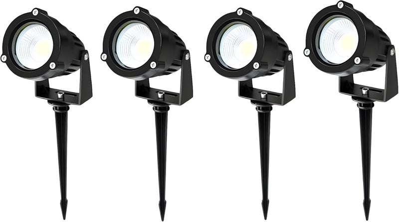 إضاءة المناظر الطبيعية الخارجية LED M.O.D.I 12W مقاومة للماء IP65 أضواء حديقة COB LED كشافات مع قاعدة مدببة (4 عبوات، أبيض دافئ) - Image 1