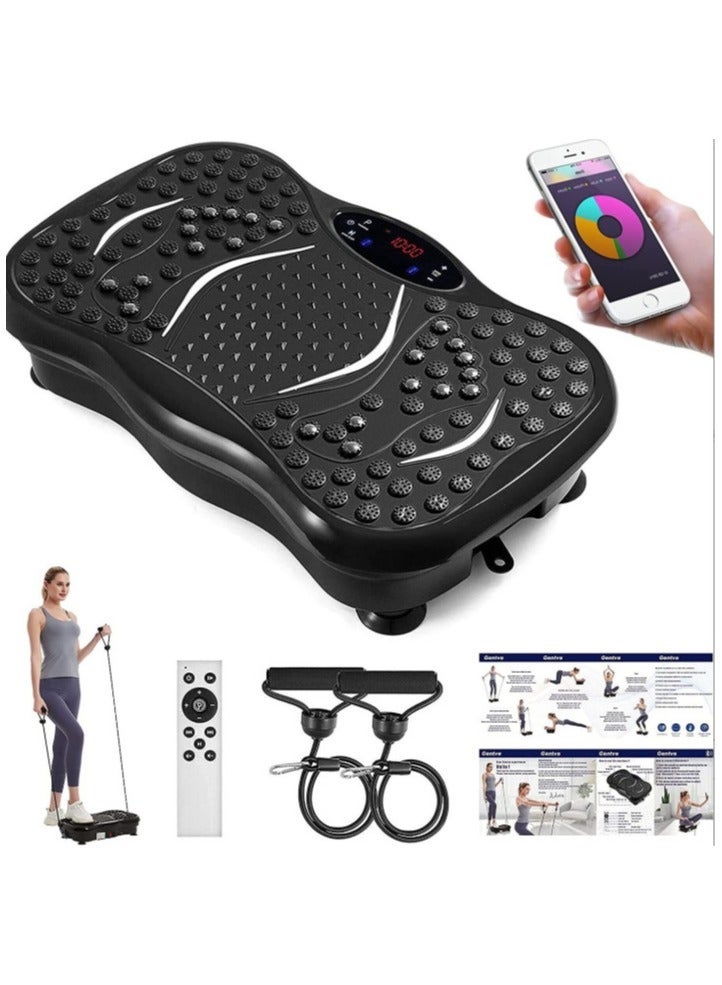 لوح اهتزاز ستانو مع حبل مطاطي، 8 أوضاع لتشكيل الجسم و5 برامج تلقائية، تمرين 20 دقيقة فعال، 200 مستوى سرعة وسعة تحميل 150 كغم، موسيقى بلوتوث وتدليك نقطي للقدم لتخفيف الآلام وتحسين الدورة الدموية - Image 1