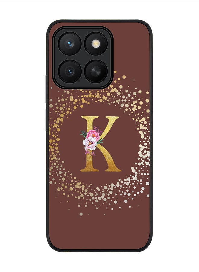 Stylizedd For Honor X8c Case,Slim fit Camera Protection, Shockproof Thin Phone cover  - Custom Monogram Floral - K  (Brown )