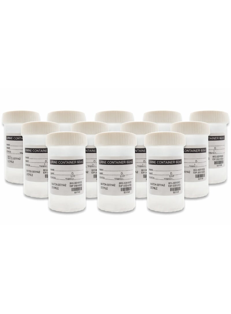 Plastic Urine Container 60ml White 10PCS – Sterile Sample Collection Cups
