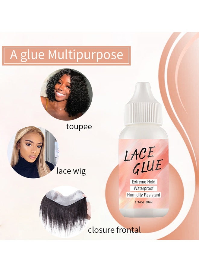 WodeMate Lace Glue Remover and Lace Glue Set, Invisible Waterproof MIILYE Hair Replacement Bonding Glue + Solvent, Strong Hold for Lace Front Wig and Poly Hairpieces, Toupee, Cosmetic Hair Systems - Image 2