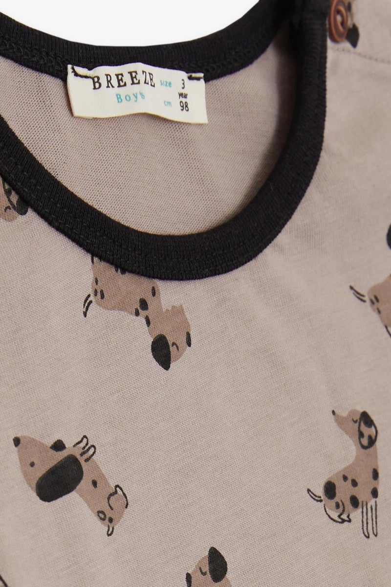 Baby Boy Pajama Set, Cute Puppy Patterned, 9 Months-3 Years, Brown
