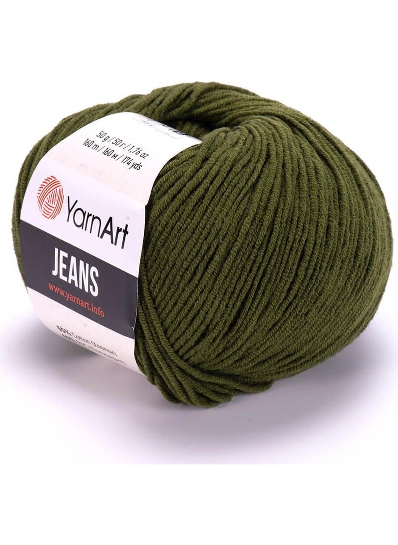 YarnArt Jeans Soldier Green Hand Knitting Yarn  - Image 1