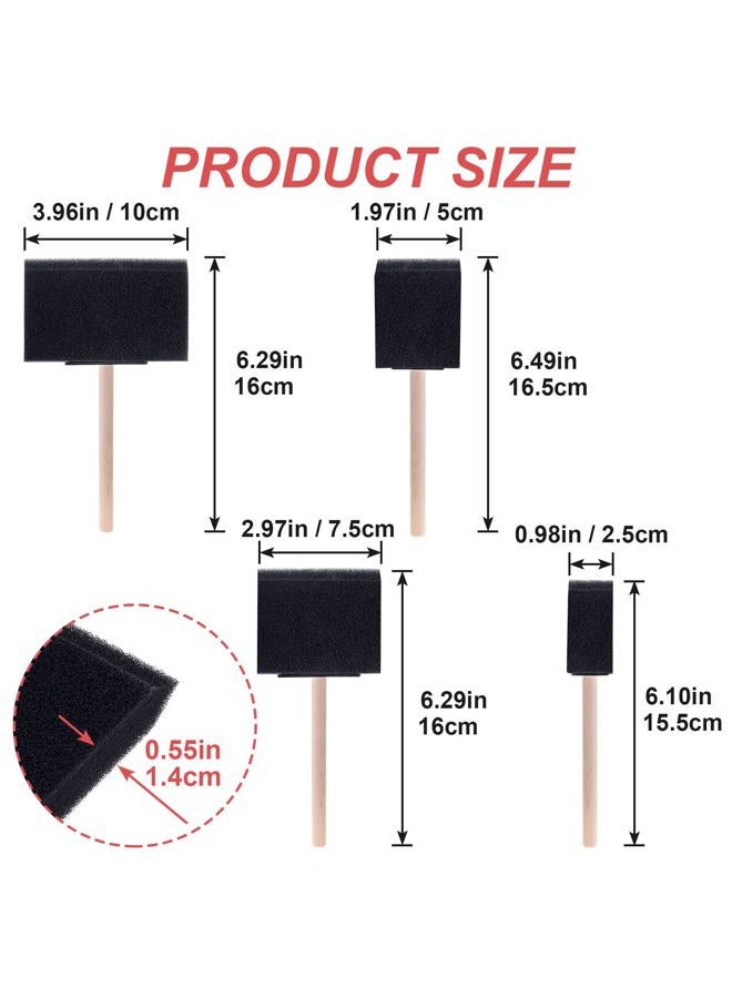 CustomyLife 4 Pcs Foam Paint Brushes, 4 Sizes Wood Handle Sponge Paint Brush 1" 2" 3" 4" for Details, Staining, Varnishes, Large Area and DIY Craft Projects - Image 3