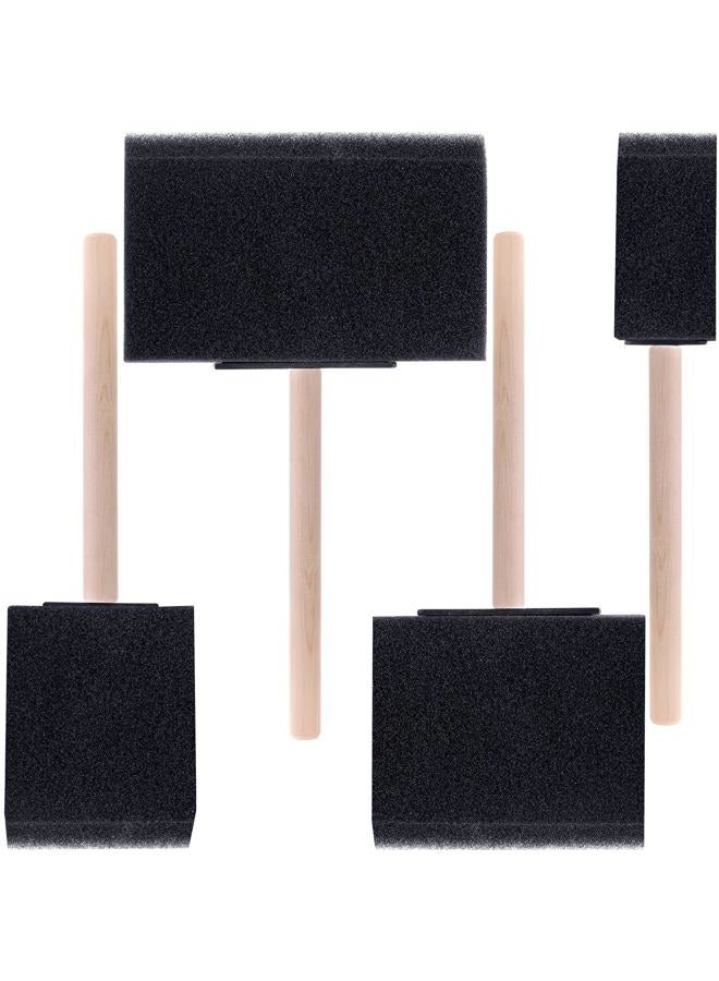 CustomyLife 4 Pcs Foam Paint Brushes, 4 Sizes Wood Handle Sponge Paint Brush 1" 2" 3" 4" for Details, Staining, Varnishes, Large Area and DIY Craft Projects - Image 1