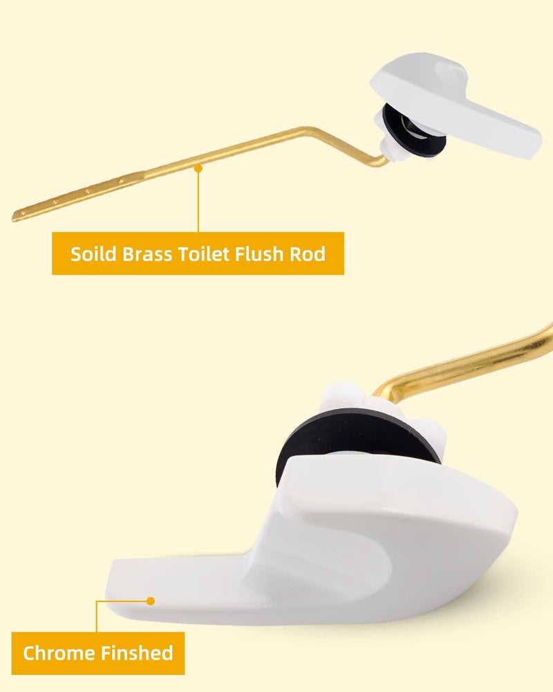 iFealClear 2 Pack Universal Brass Toilet Handle Replacement Kit, Side/Angle Mount Toilet Flush Handle Compatible with Kohler K-GP30324-CP/TOTO/American Standard, Stainless Steel Flapper Chain, White - Image 3