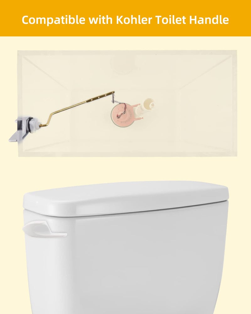 iFealClear 2 Pack Universal Brass Toilet Handle Replacement Kit, Side/Angle Mount Toilet Flush Handle Compatible with Kohler K-GP30324-CP/TOTO/American Standard, Stainless Steel Flapper Chain, White - Image 4