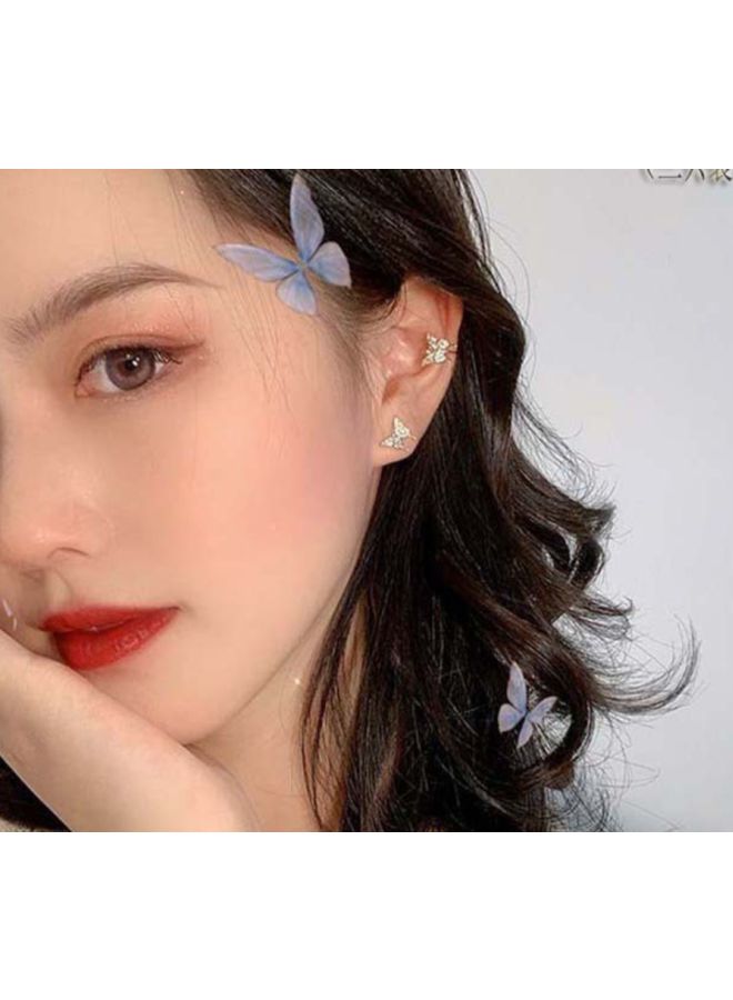 J&J 3-Piece 925 Silver Diamond Studded Butterfly Design Cuff Earrings - Image 2