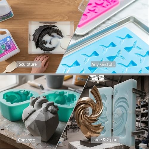 BBDINO Silicone Mold Making Kit 40A High Hardness Liquid Platinum Silicone for Molds Crafting and Silicone Casting Strong Strength Transparent 2.42 Lbs - Image 5