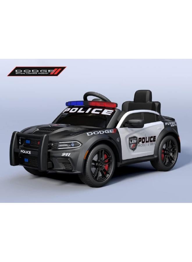ES-TOYS Children's Vehicle - Electric Car Dodge Police Licensed - 12 V Battery, 2 Engines - 2.4 GHz Remote Control, MP3 - Image 2