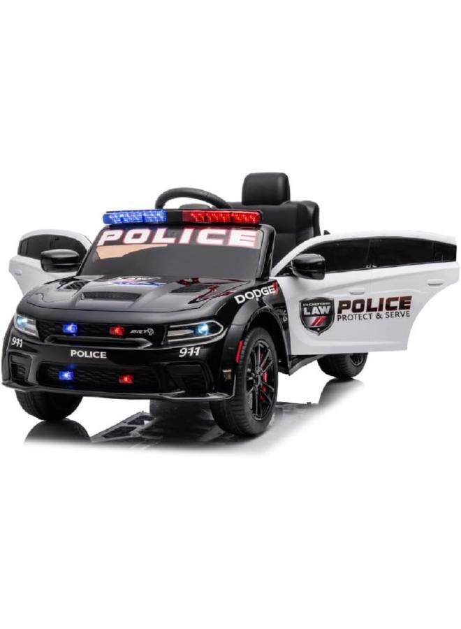 ES-TOYS Children's Vehicle - Electric Car Dodge Police Licensed - 12 V Battery, 2 Engines - 2.4 GHz Remote Control, MP3 - Image 1