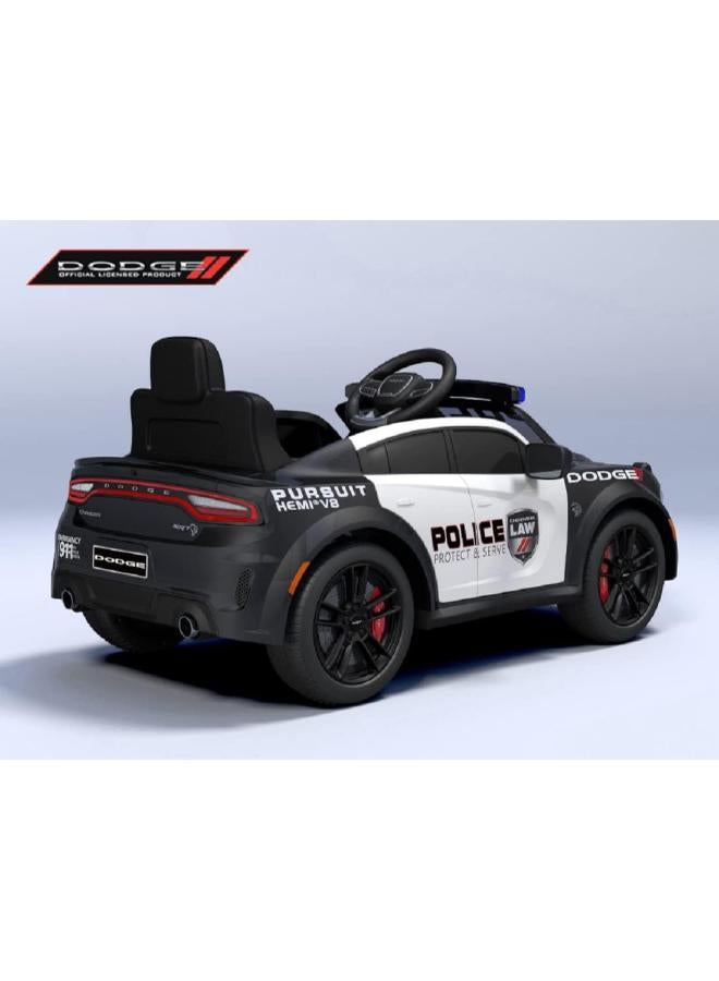 ES-TOYS Children's Vehicle - Electric Car Dodge Police Licensed - 12 V Battery, 2 Engines - 2.4 GHz Remote Control, MP3 - Image 3