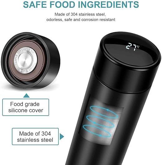 Generic Inventoo Temperature Stainless Steel Water Bottle with Smart LCD Touch Screen, Double Wall Vacuum Flask, Stay Hot & Cold for 24 Hrs (Matte Black-500ml) Gym, Gift, Doctor, Outdoor Flask,  - Image 2