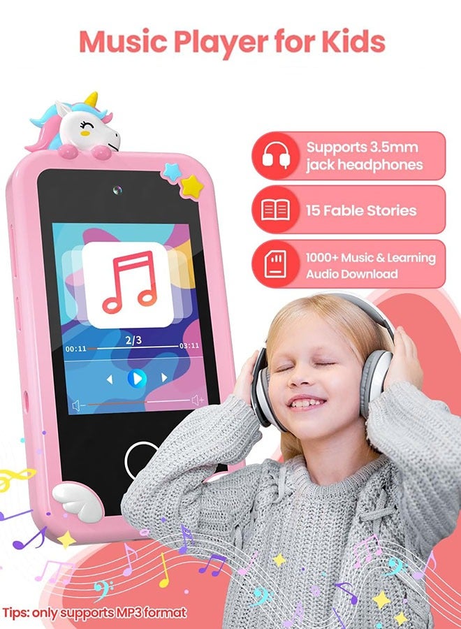 Eworld Kids Smart Phone with 3D Holographic Pyramid, 2.8inch Touchscreen Learning Toy with Dual Cameras and Music Player, Perfect Christmas, eid and Birthday Gift for Ages 3-10, Pink - Image 5