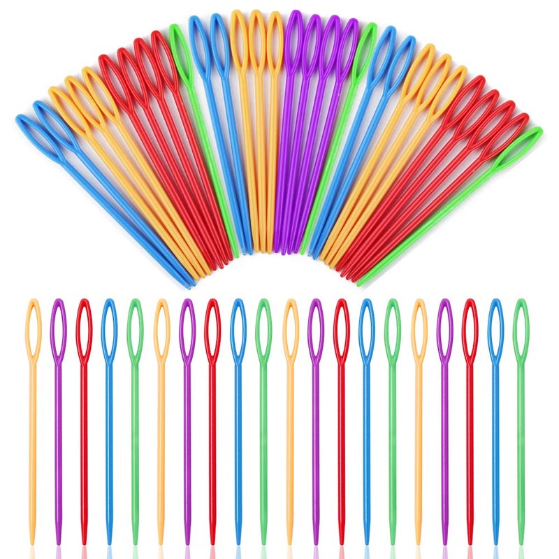 LOKUNN 50 PCS Large Eye Plastic Needles, 3.5Inch/9cm Blunt Learning Needles for DIY Sewing Handmade Crafts - Image 1