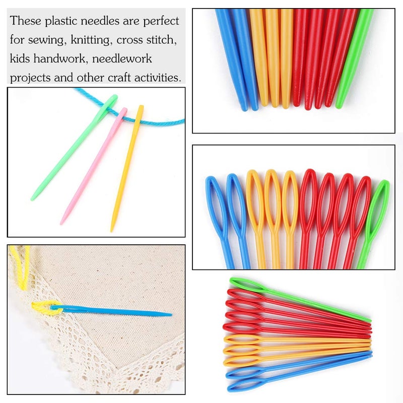 LOKUNN 50 PCS Large Eye Plastic Needles, 3.5Inch/9cm Blunt Learning Needles for DIY Sewing Handmade Crafts - Image 3